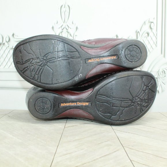 JBU Cabernet Burgundy Leather Side Zip Heeled Ankle Boots Size 10 Medium - Picture 9 of 9